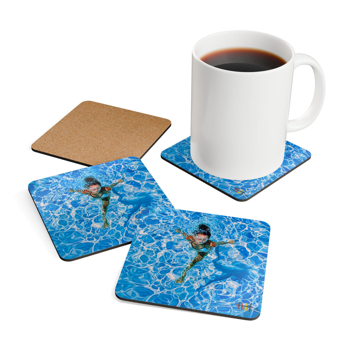 "Danielle, Rising" Corkwood Coaster Set