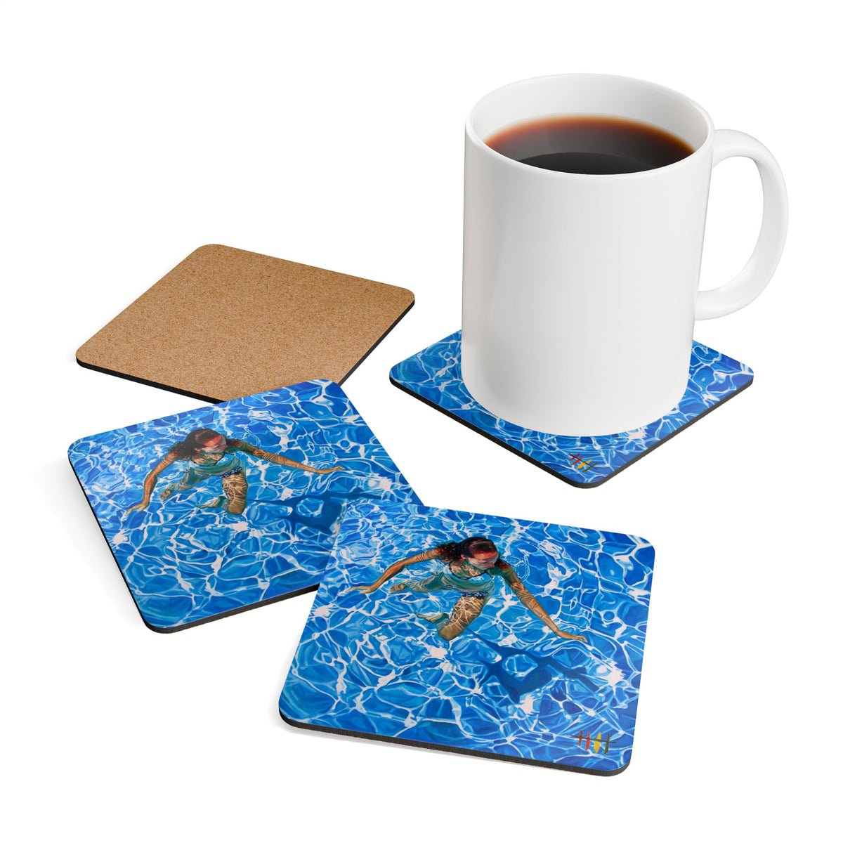 "Danielle, Treading" Corkwood Coaster Set