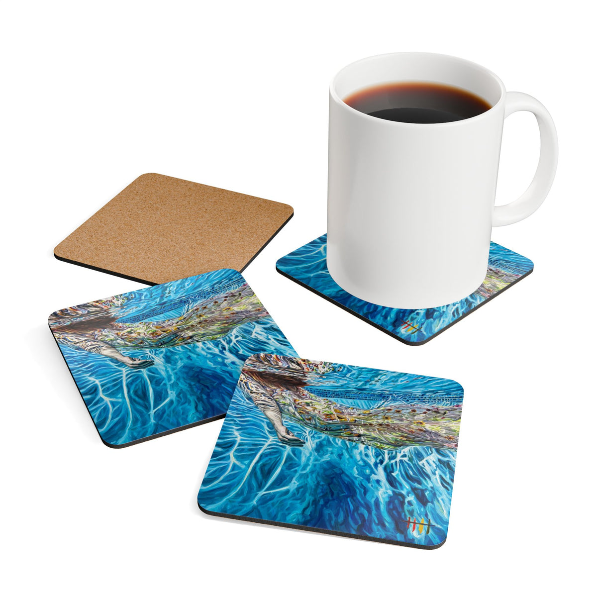 "Chameleon" Corkwood Coaster Set
