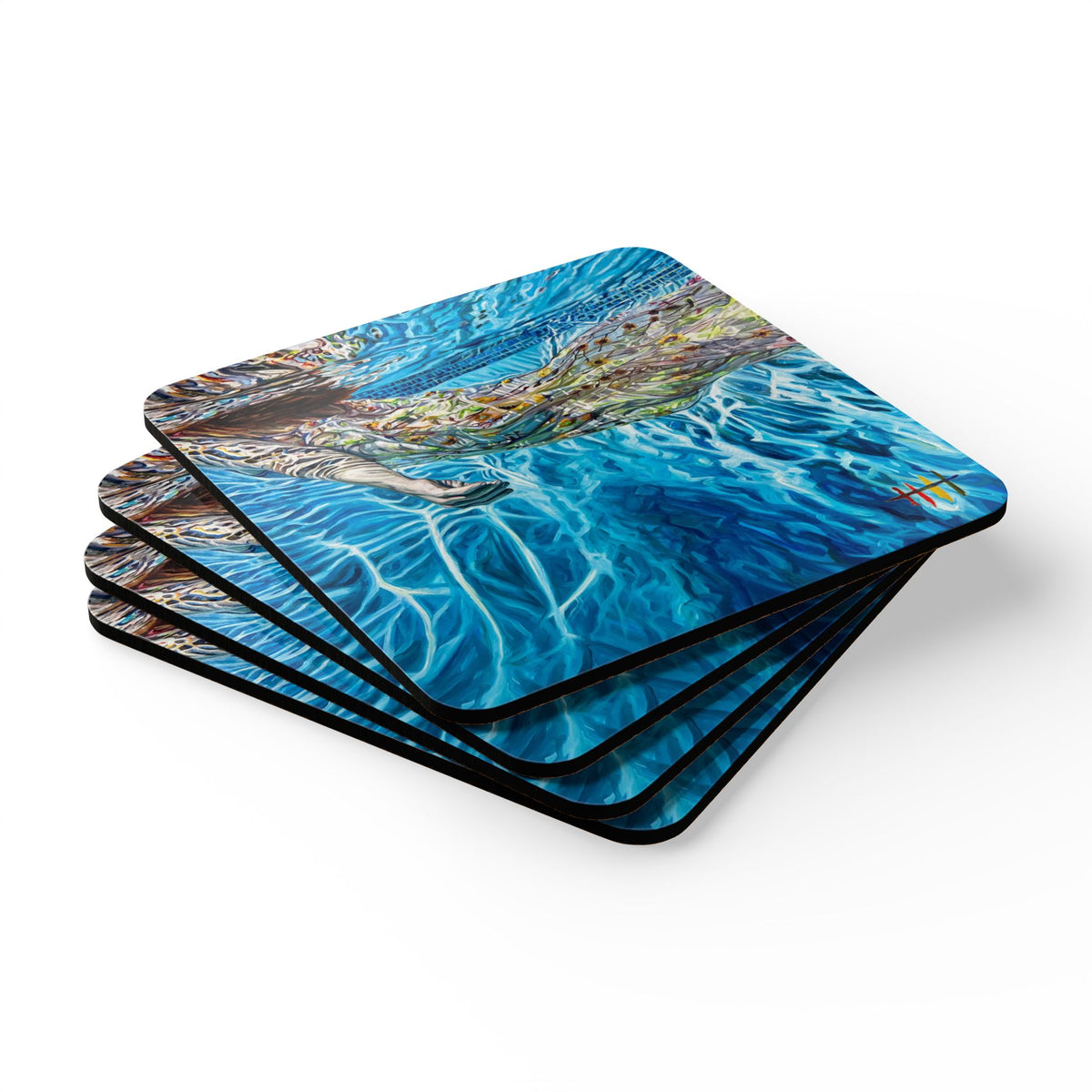 "Chameleon" Corkwood Coaster Set